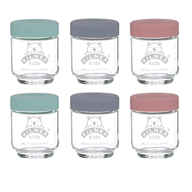 Kids Glass Jars with Silicone Lid | Set of 6 | 190ml
