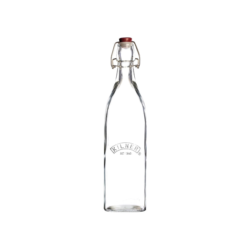 Clip Top Square Glass Bottle | 1000 ml | Single