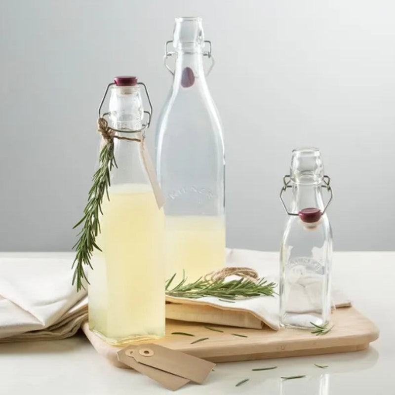 Clip Top Square Glass Bottle | 1000 ml | Single