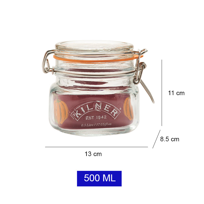 Glass Clip Top Square Spice Jar | 500ml, 1 Litre, 1.5 Litre, 2 Litre