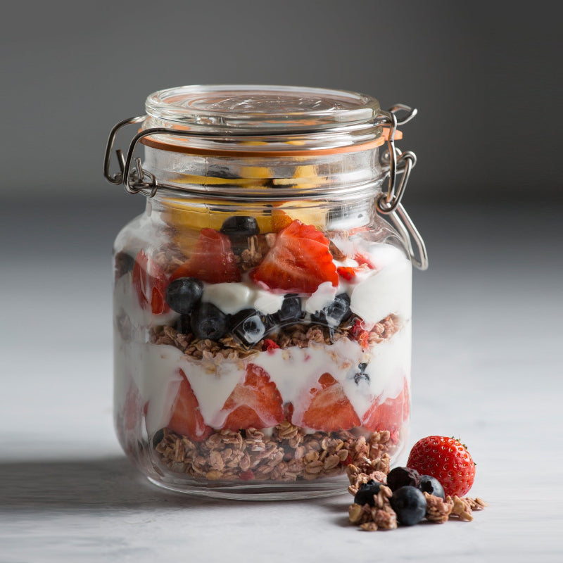 Glass Clip Top Square Spice Jar | 500ml, 1 Litre, 1.5 Litre, 2 Litre