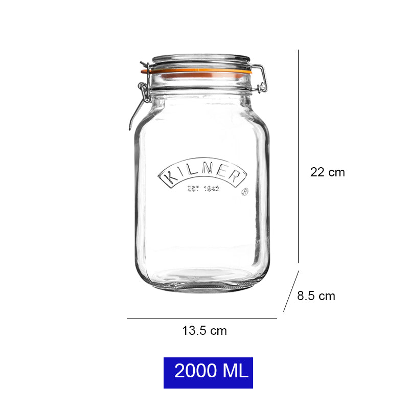 Glass Clip Top Square Spice Jar | 500ml, 1 Litre, 1.5 Litre, 2 Litre