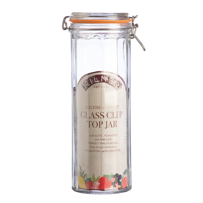 Glass Facetted Clip Top Jar | 2.2 Litre