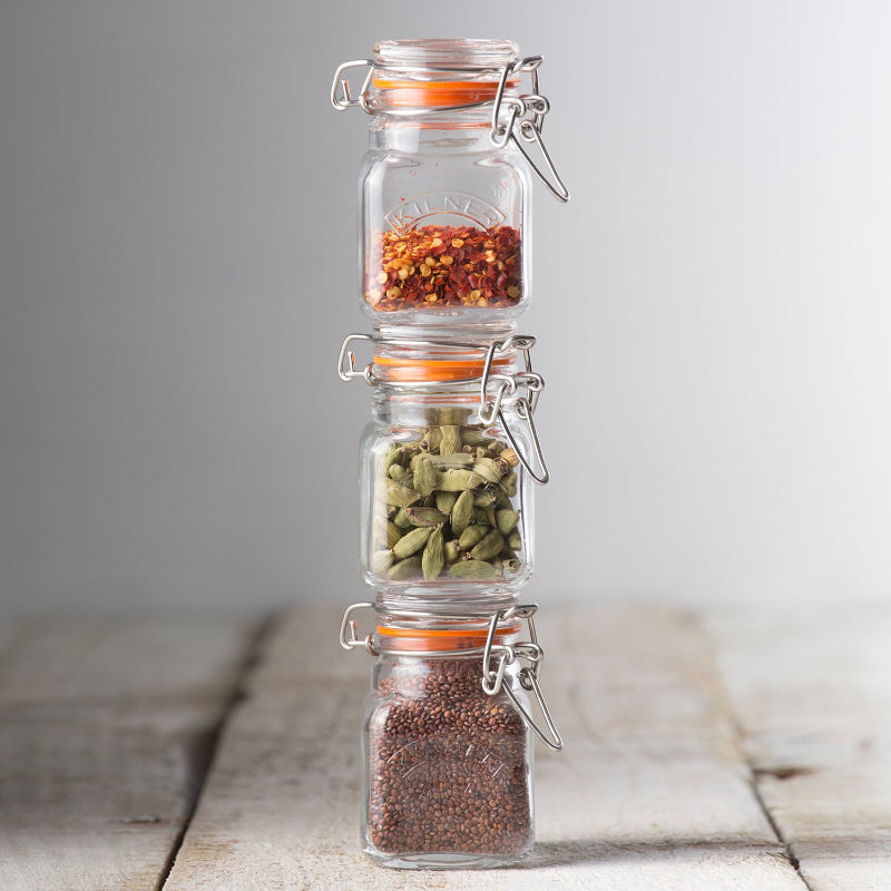 Glass Clip Top 6 Piece Jar Set with Labels & Wooden Crate