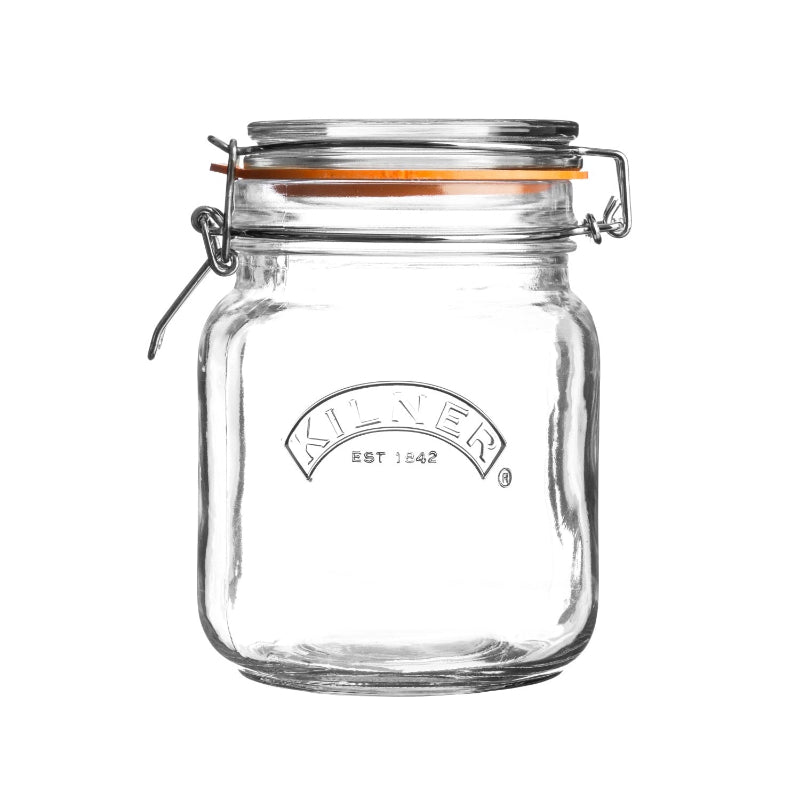 Glass Clip Top 6 Piece Jar Set with Labels & Wooden Crate