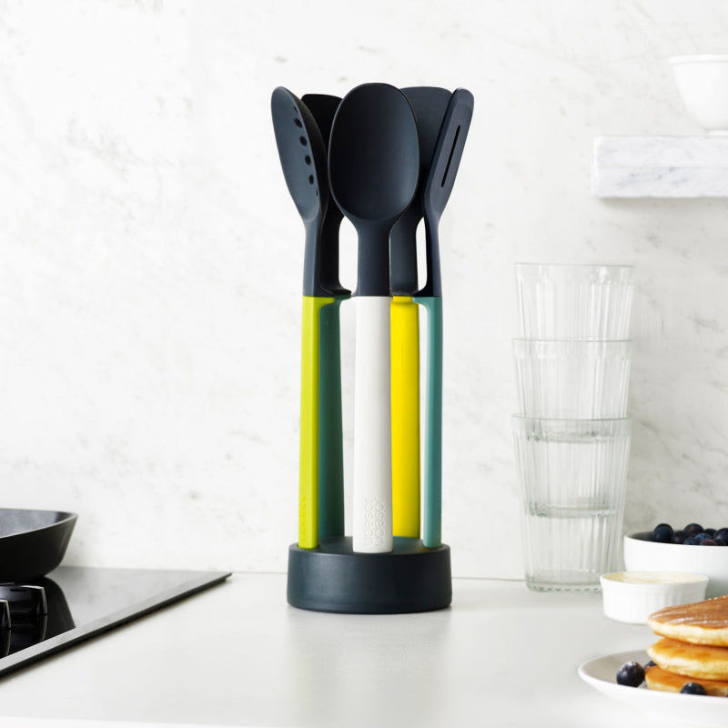 Elevate Silicone Utensil 5 pc Set with Storage Stand |  Multicolor
