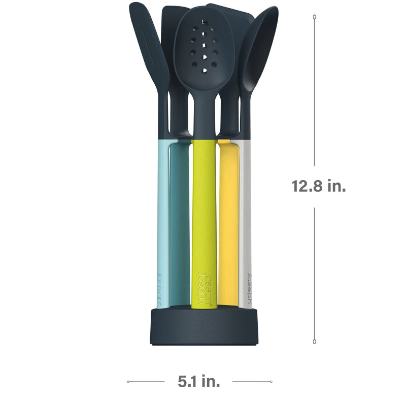 Elevate Silicone Utensil 5 pc Set with Storage Stand |  Multicolor