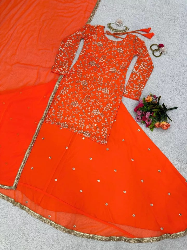 Festival Collection Classic Faux Georgette Top Lehenga & Dupatta
