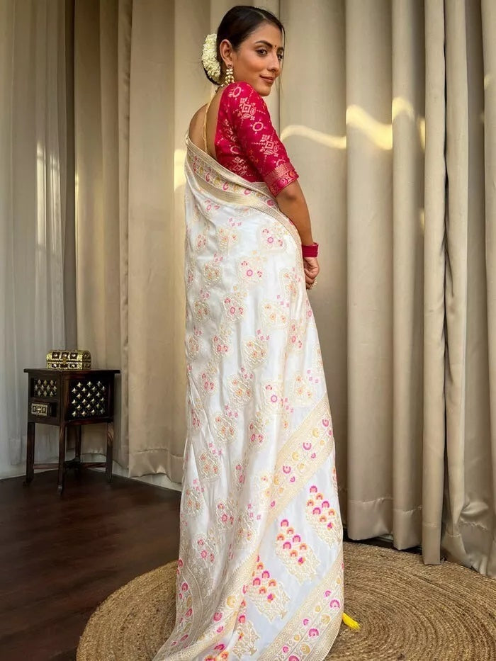 Banarasi Soft Silk Saree Blouse,Party Wear Classic Sari