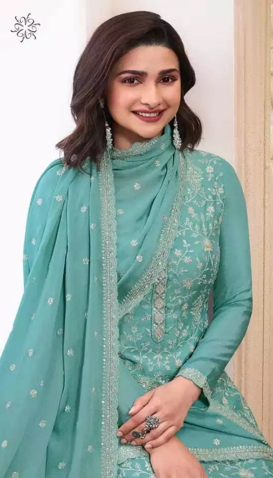 Chinon Silk With Sequence Embroidery Stitched Work Top Bottom Dupatta