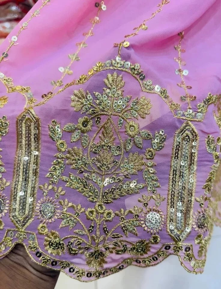 Classic Ethnic Stitched Pure Faux Georgette Long Anarkali Gown Pant Dupatta