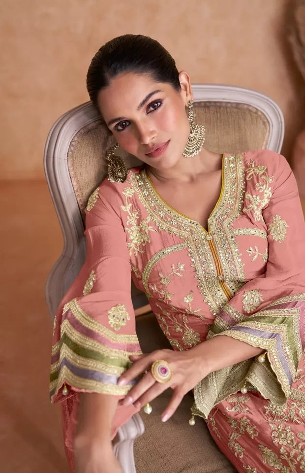 Heavy Chinon With Embroidery & Sequence Work Salwar Kameez