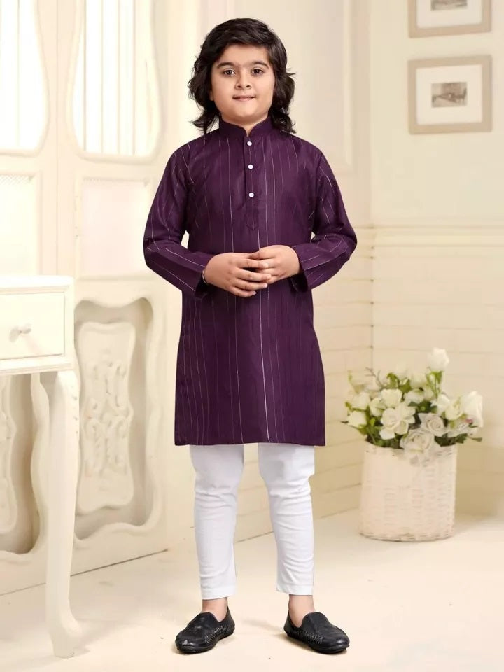 Designer Wedding Wear Pure Cotton Kurta Pajama Set For Kid's & Boy's