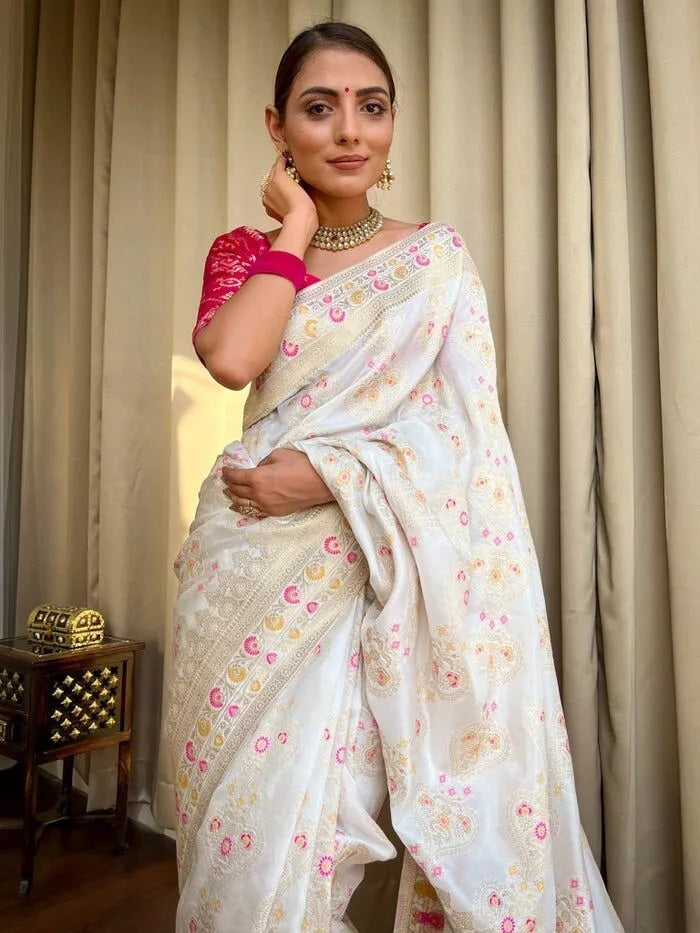 Banarasi Soft Silk Saree Blouse,Party Wear Classic Sari
