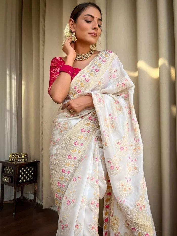 Banarasi Soft Silk Saree Blouse,Party Wear Classic Sari