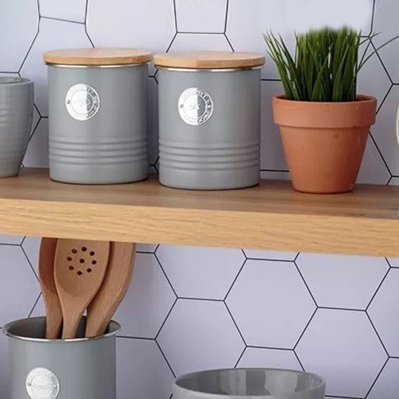 Living Grey Sugar Storage Jar with Bamboo Fibre Lid | Single