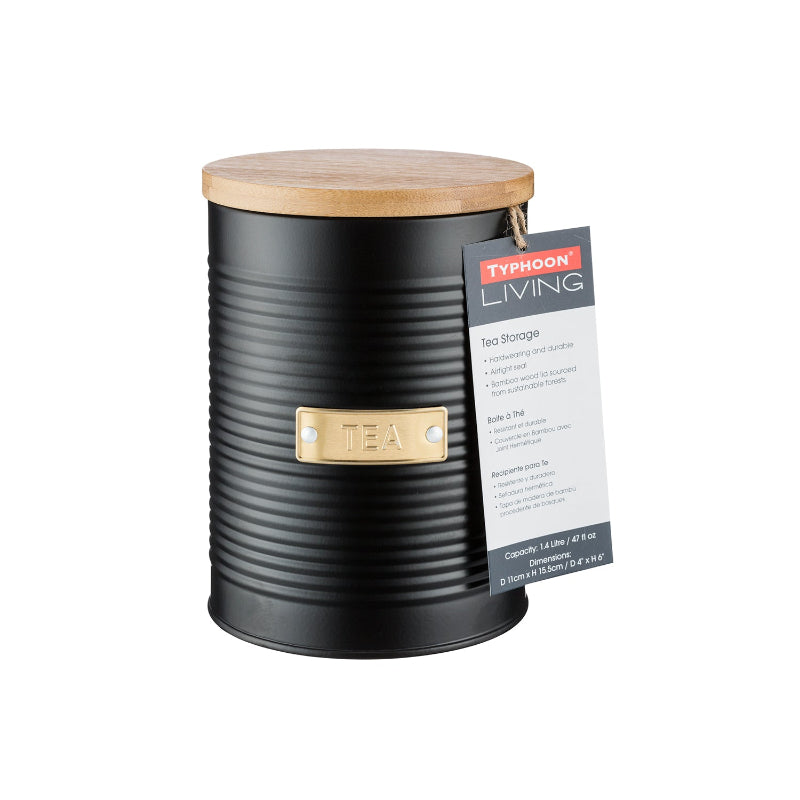 Otto Tea Storage Black Canister with Bamboo Fibre Lid