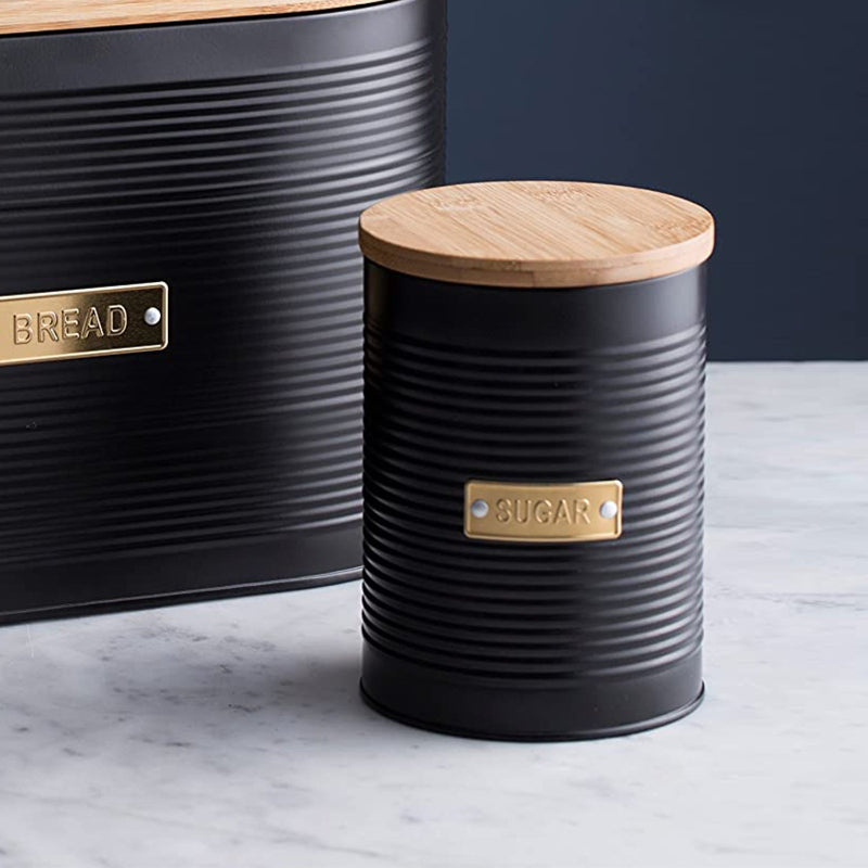 Otto Sugar Storage Black Canister with Bamboo Fibre Lid