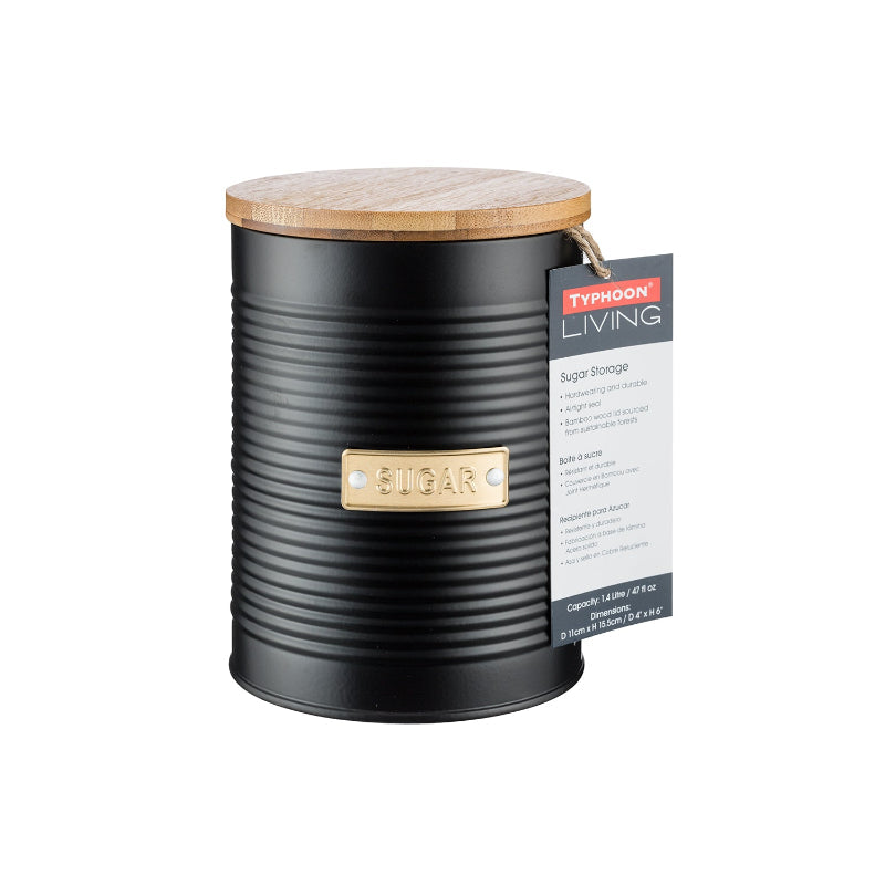 Otto Sugar Storage Black Canister with Bamboo Fibre Lid