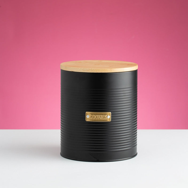 Otto Cookie Storage Black Canister with Bamboo Fibre Lid