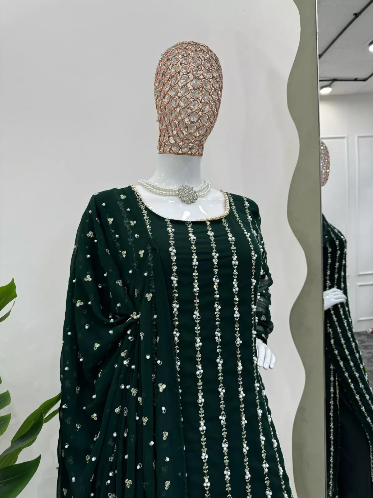 Full Stitched Faux Georgette Top Pant & Dupatta