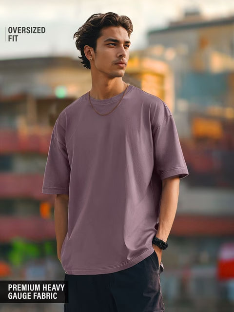Solids Pale Purple Oversized T-Shirts