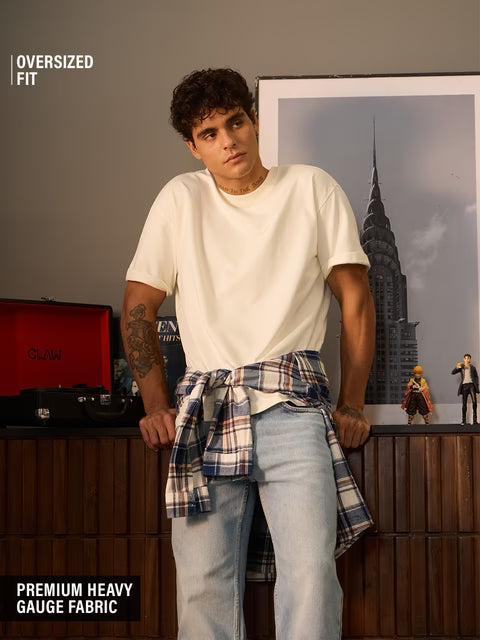 Solids Off White Oversized T-Shirts