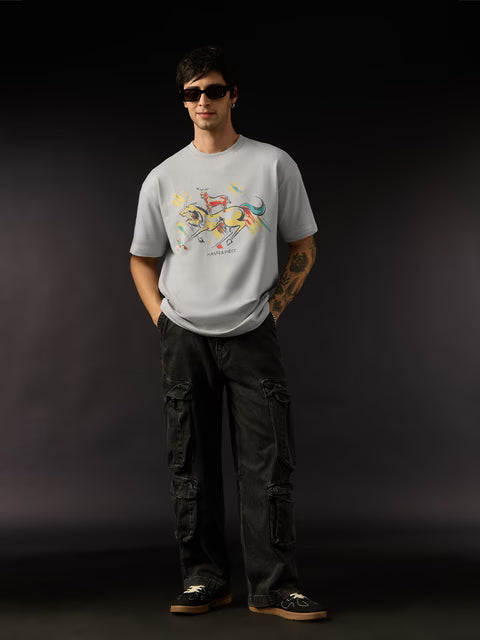 Welcome Majnu Bhai Painting Oversized T-Shirts