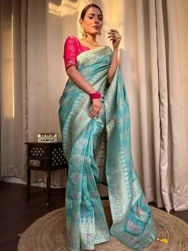 Banarasi Soft Silk Saree Blouse,Party Wear Classic Sari