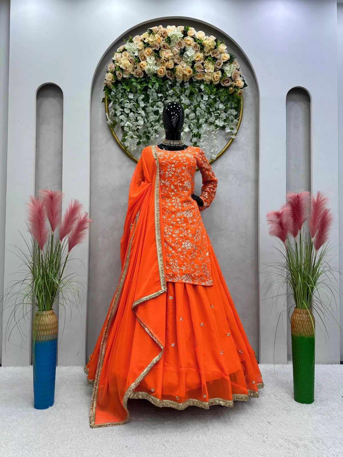 Festival Collection Classic Faux Georgette Top Lehenga & Dupatta