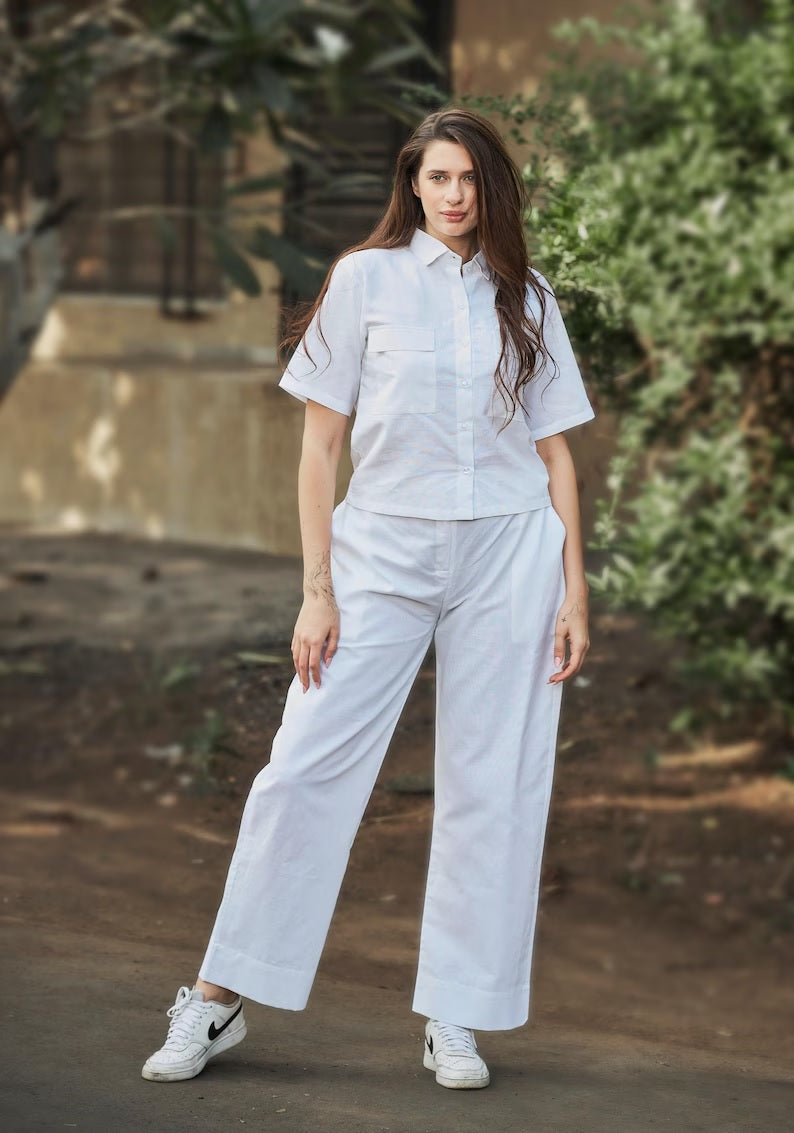 Linen Women Shirt Pant Set , Linen Co-Set , Summer Wear Clothing