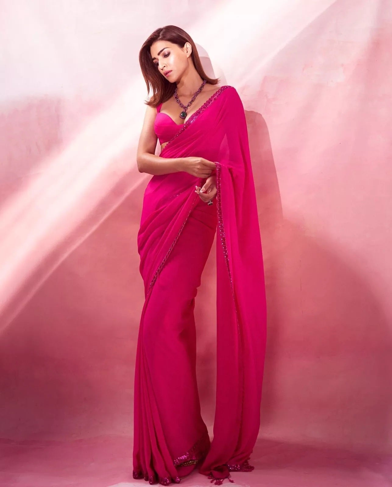 Fancy Georgette Sequence Work Saree & Blouse ,Wedding  Sari & Blouse