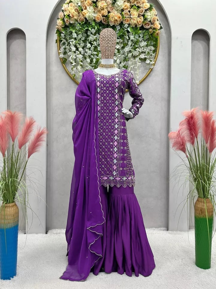Chinon Silk & Sequence Work Salwar Kameez Dupatta