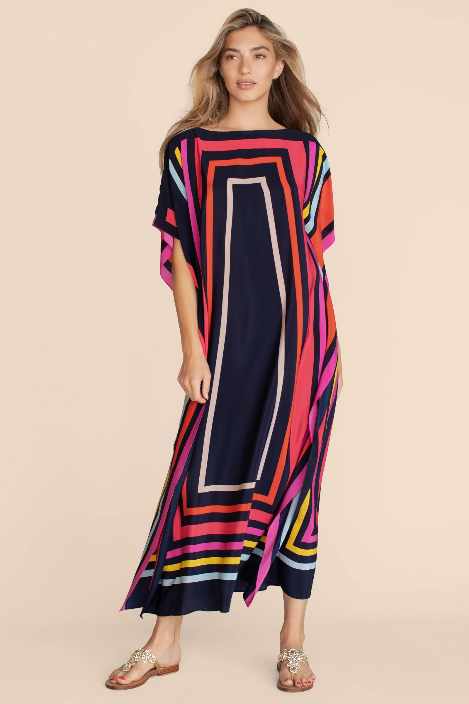 Soft Satin Silk Kaftan, Designer Long Women's Caftan