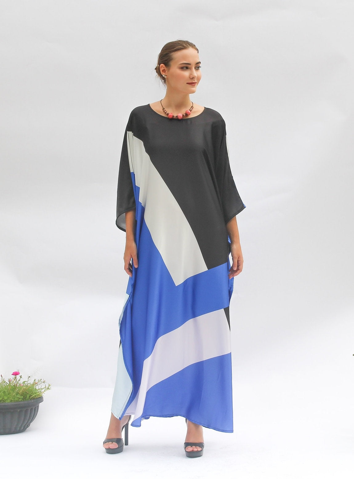 Women's Silk Printed Caftan, Long Party Wear Kaftan