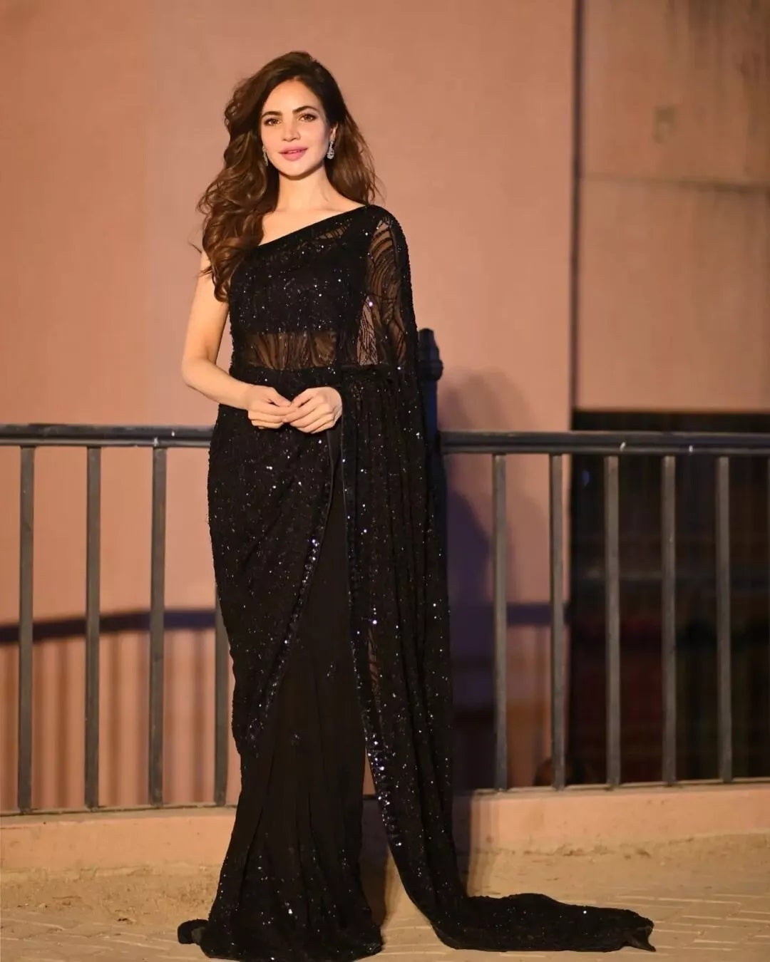 Women's Classic Party Wear Georgette,Embroidery Sequence Work Sari With Blouse