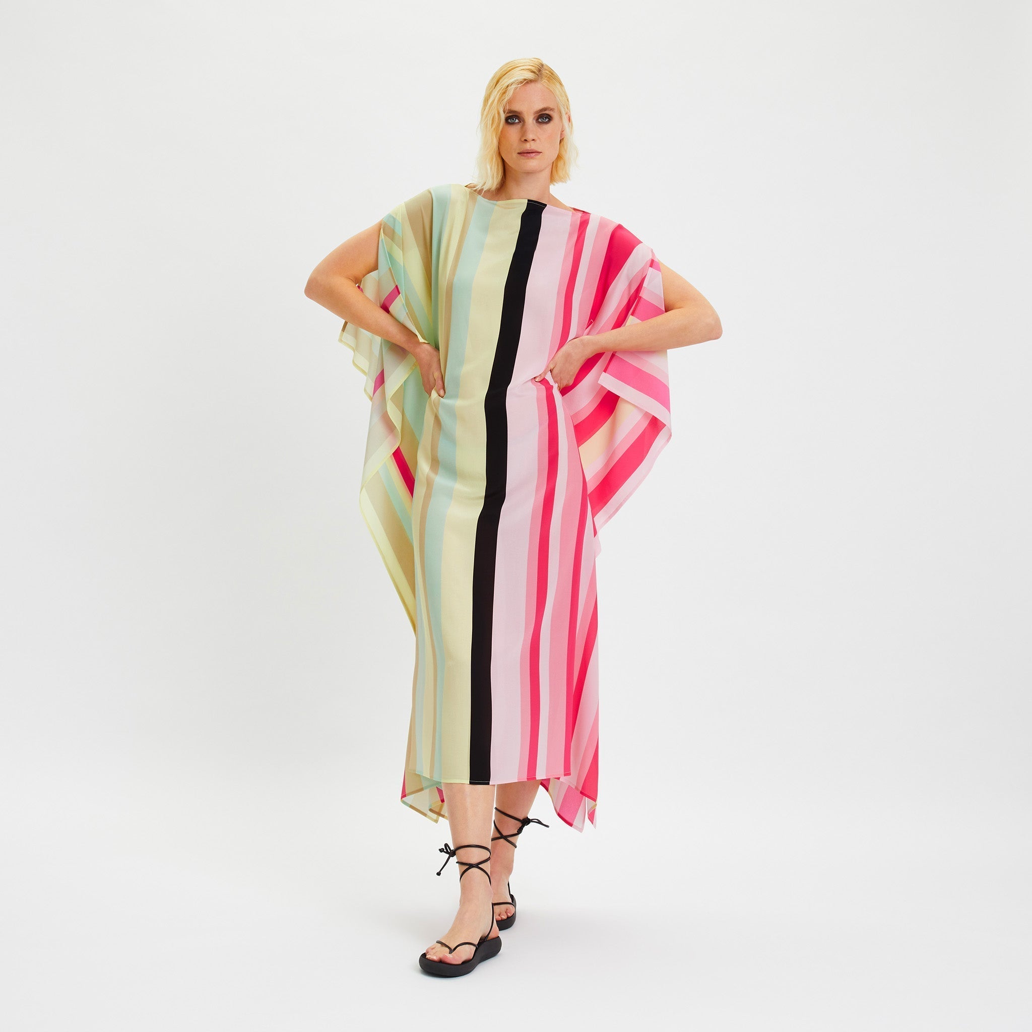 Printed Silk Crepe Long Kaftan For Women's