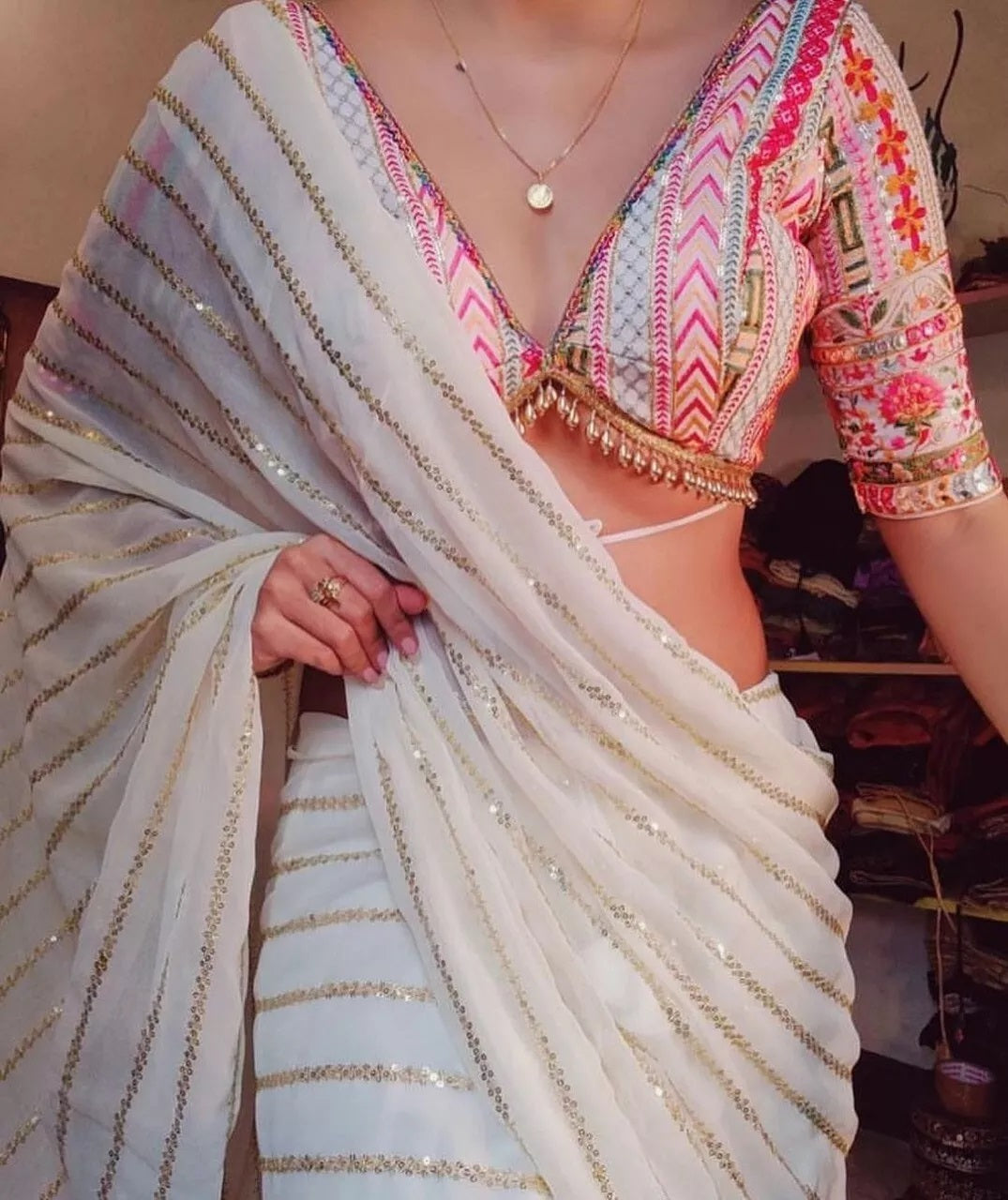 Women's Wedding Festival Wear Heavy Georgette Saree,Party Bollywood Sari & Blouse