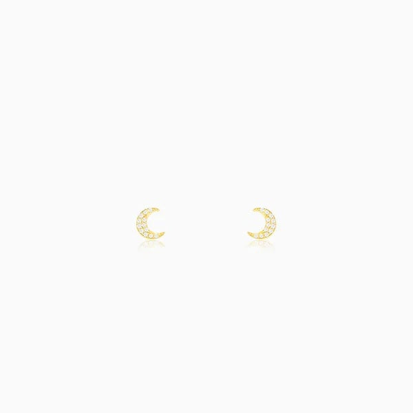 Golden Crescent Zircon Tiny Earrings
