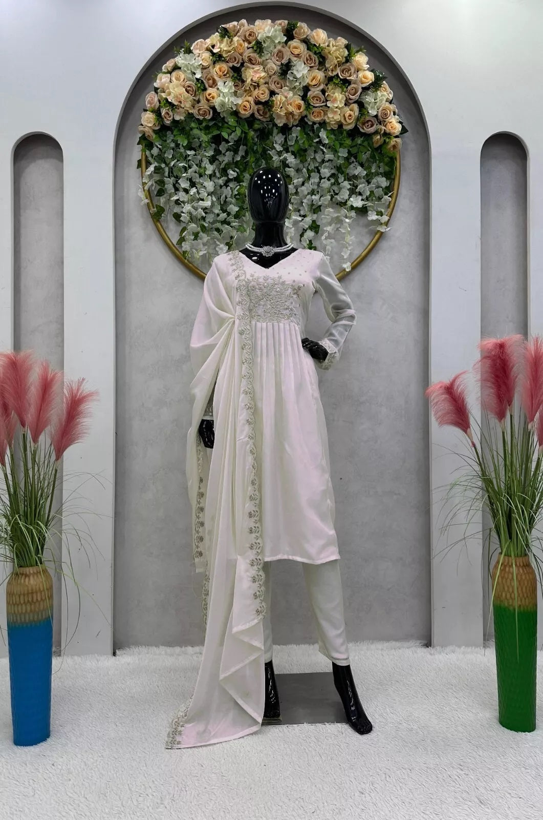 Classic Traditional Look Full Stitched Tissue Organza Silk Top Pant Dupatta