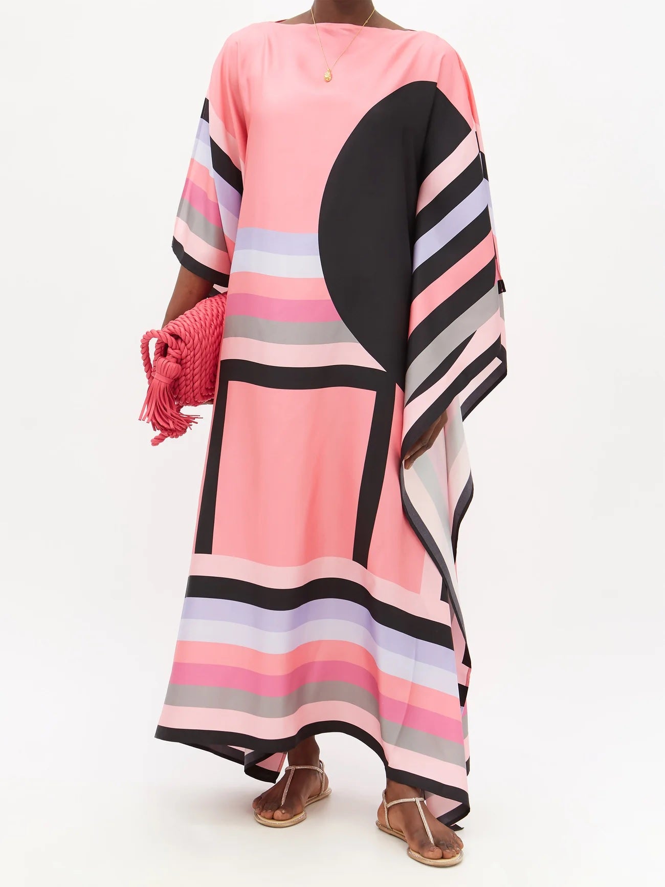Summer Wear Printed Caftan, Silk Crepe Kaftan