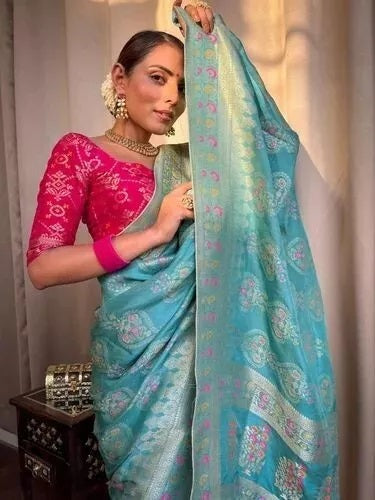 Banarasi Soft Silk Saree Blouse,Party Wear Classic Sari