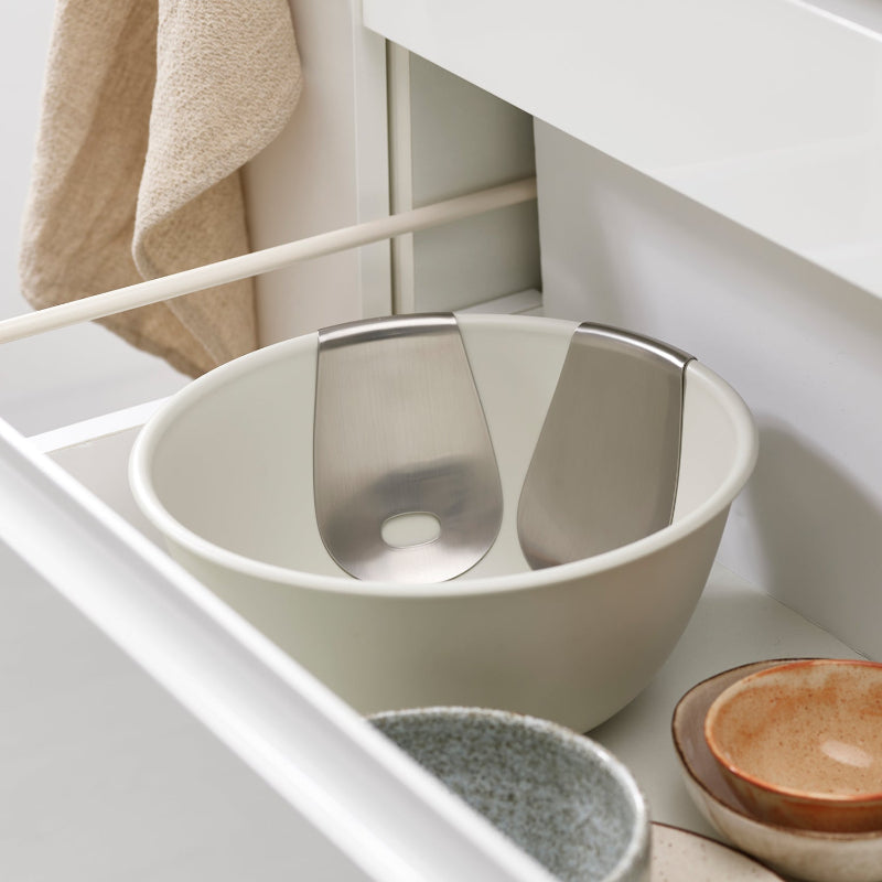 Uno Cream Salad Bowl & Stainless Steel Server Set