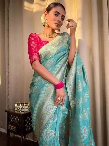Banarasi Soft Silk Saree Blouse,Party Wear Classic Sari