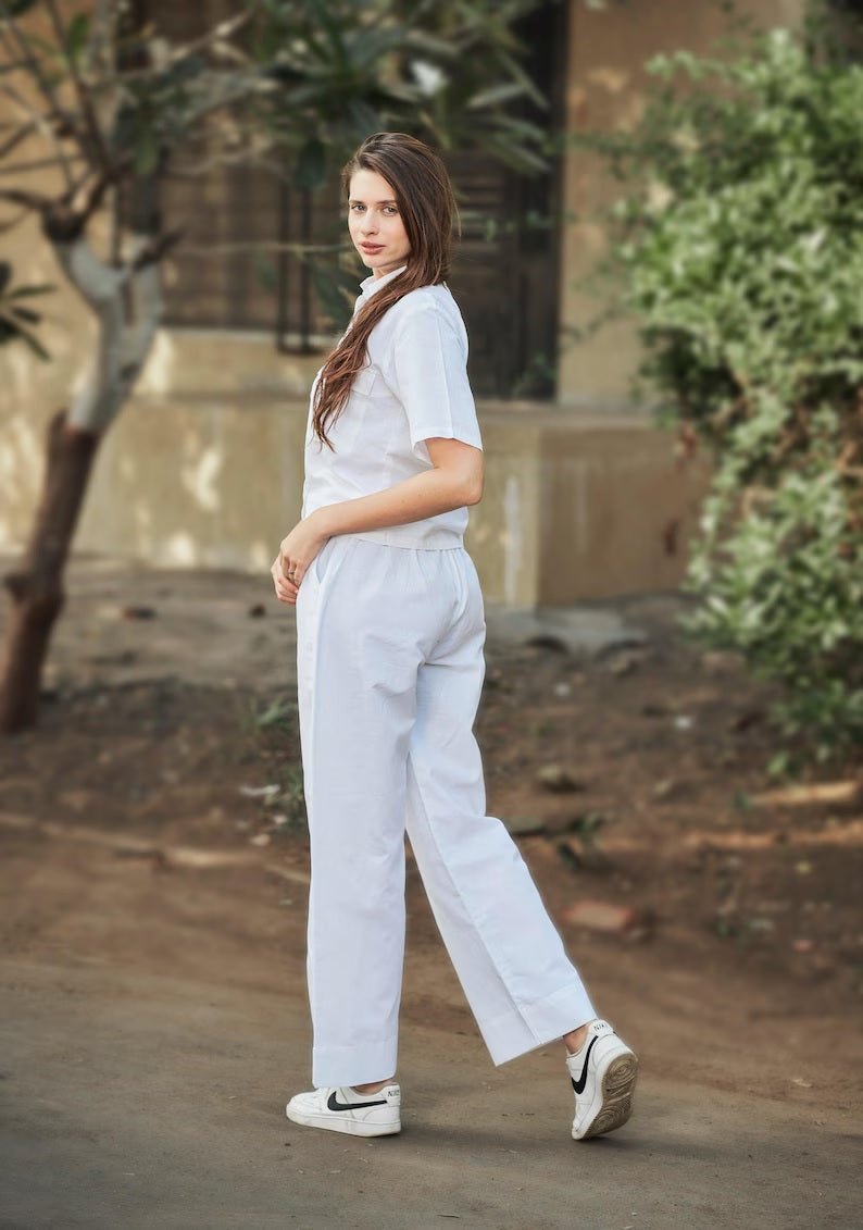 Linen Women Shirt Pant Set , Linen Co-Set , Summer Wear Clothing
