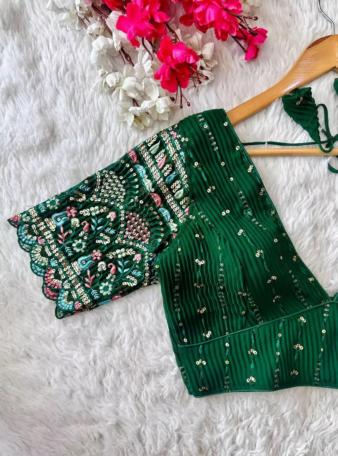 Full Stitched Blooming Georgette Wedding Party Wear Ethnic Blouse Choli