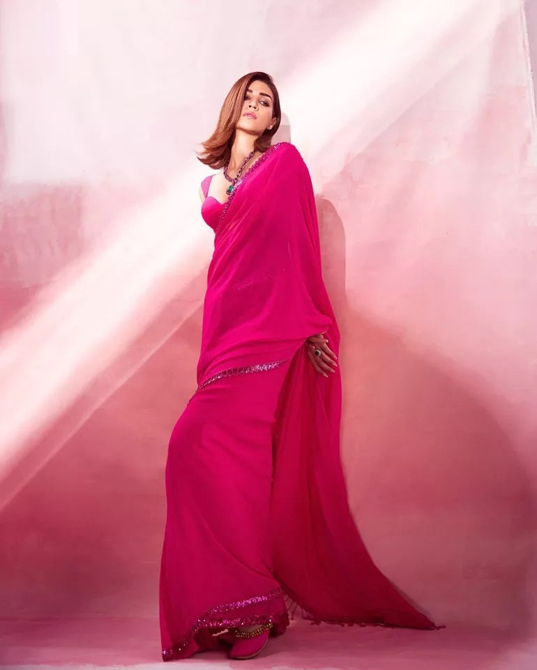 Fancy Georgette Sequence Work Saree & Blouse ,Wedding  Sari & Blouse