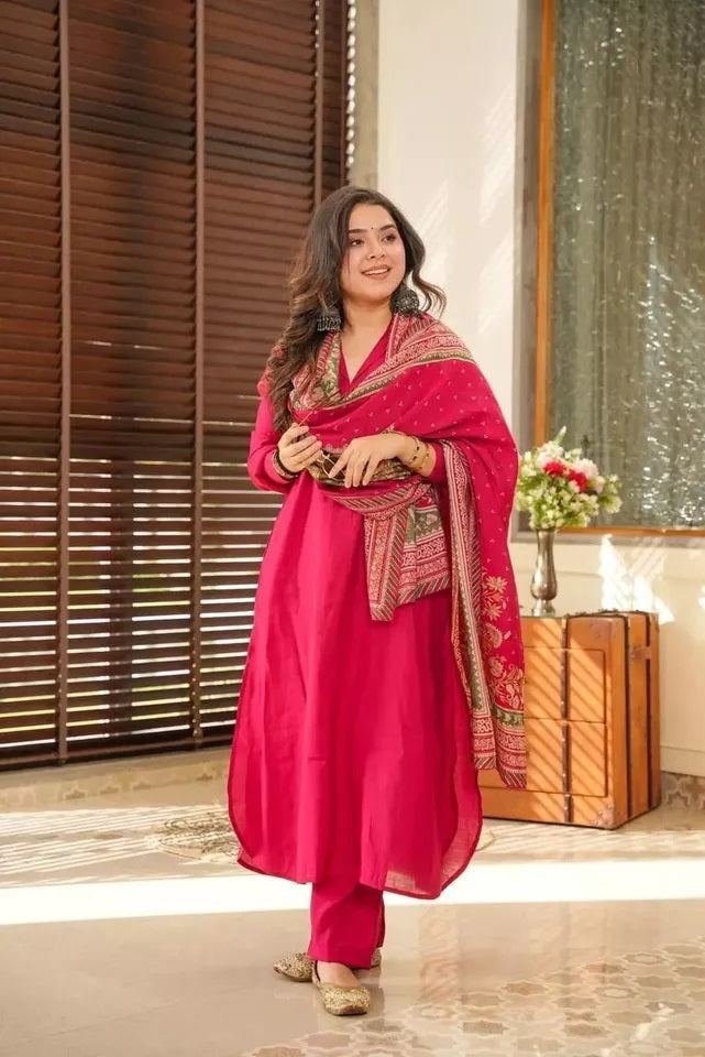 Faux Georgette Kurti Pant Duppata Set For Women's