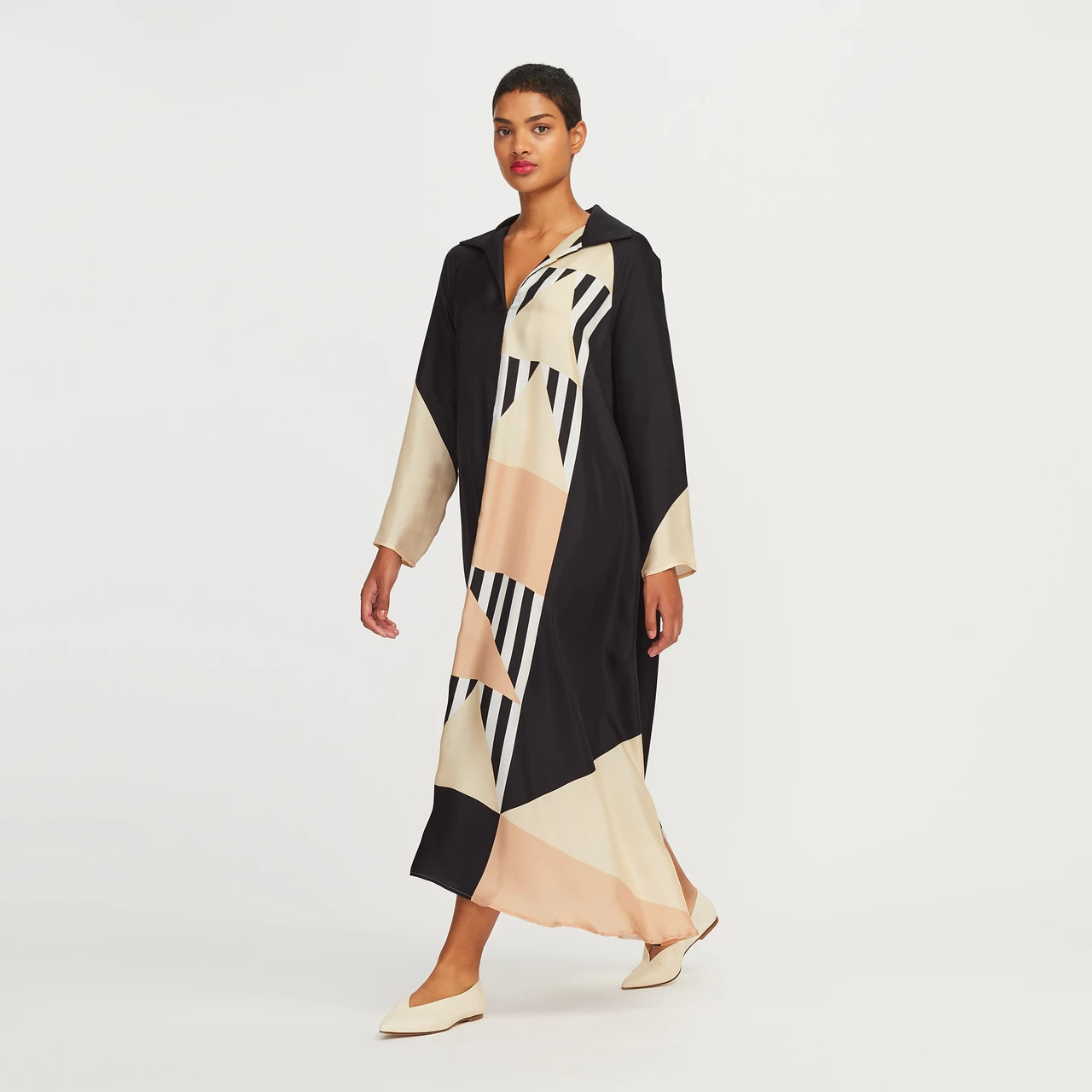 French Crepe Digital Printed Women's Long Kaftan
