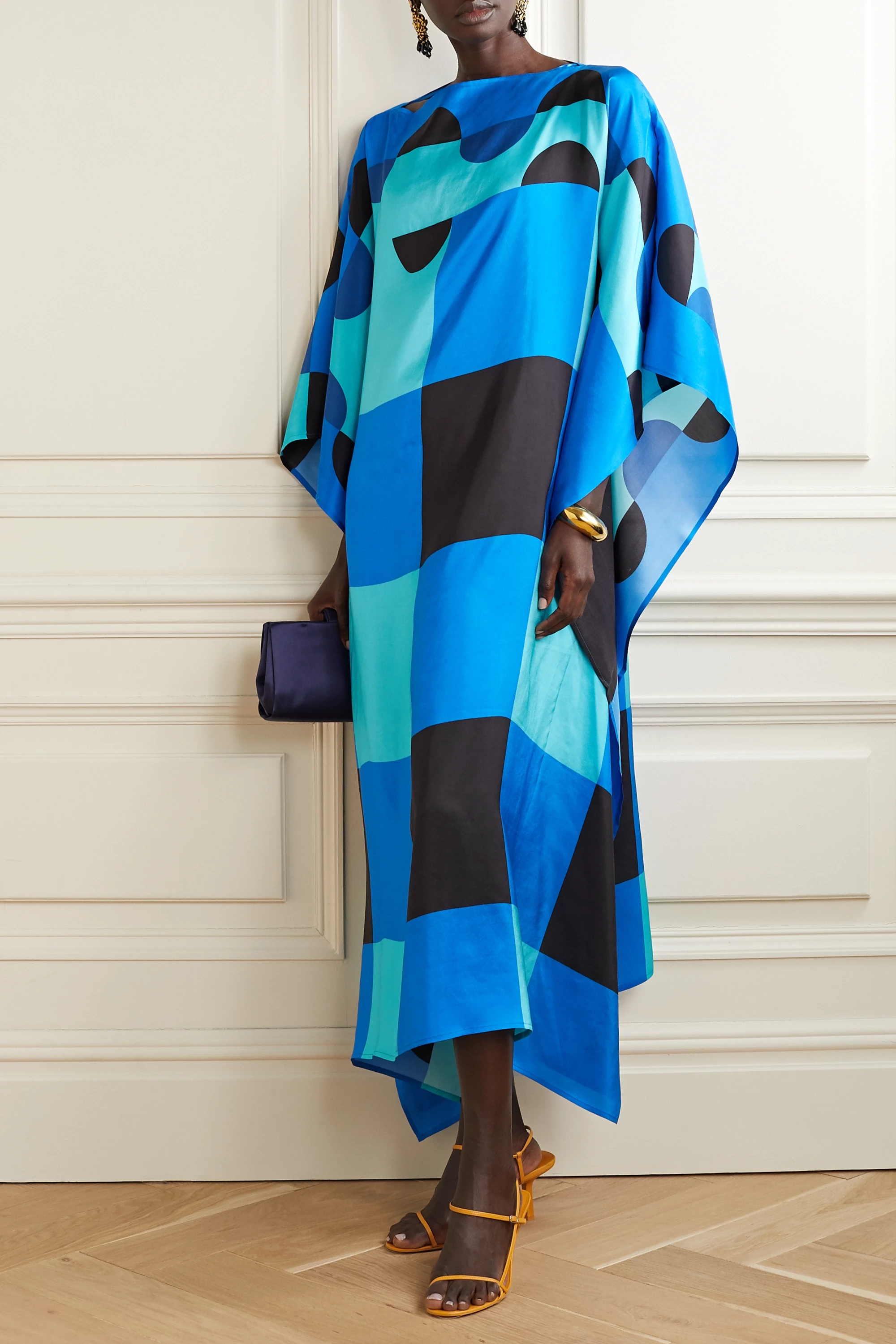 Digital Printed Caftan, Soft Silk Crepe Kaftan For Women's